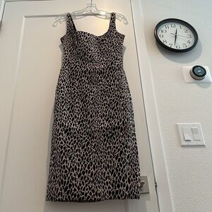 Banana Republic square neckline mixed leopard print sheath dress